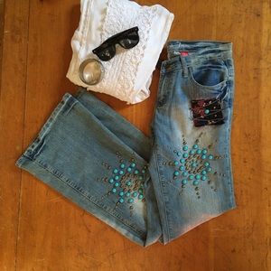 Vanilla Star Low rise Bootcut embellished jeans